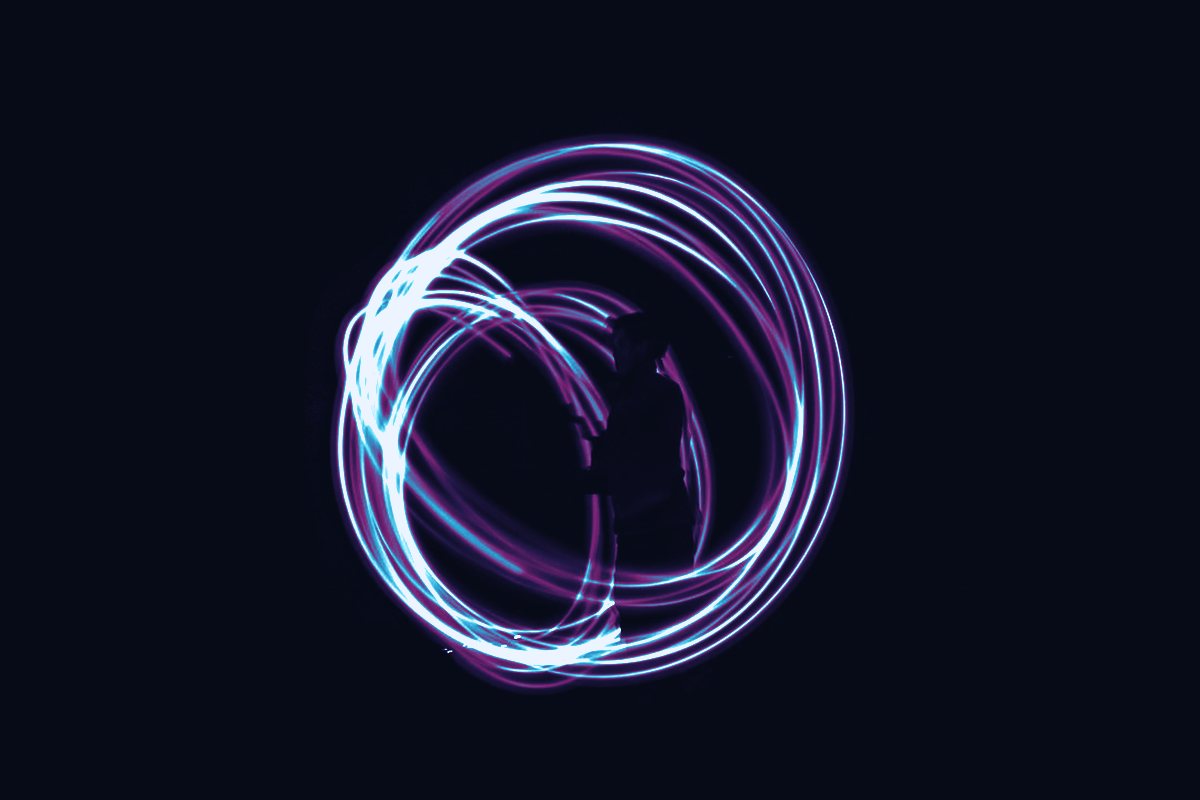 A ring of magenta light smeared into a full circle